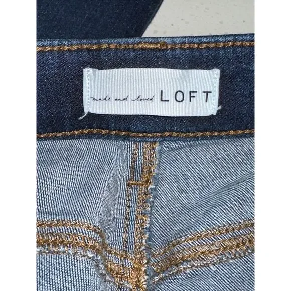 Loft Women’s Jeans Curvy Skinny Ankle Dark Wash raw hem Size 31/12 - Picture 4 of 7